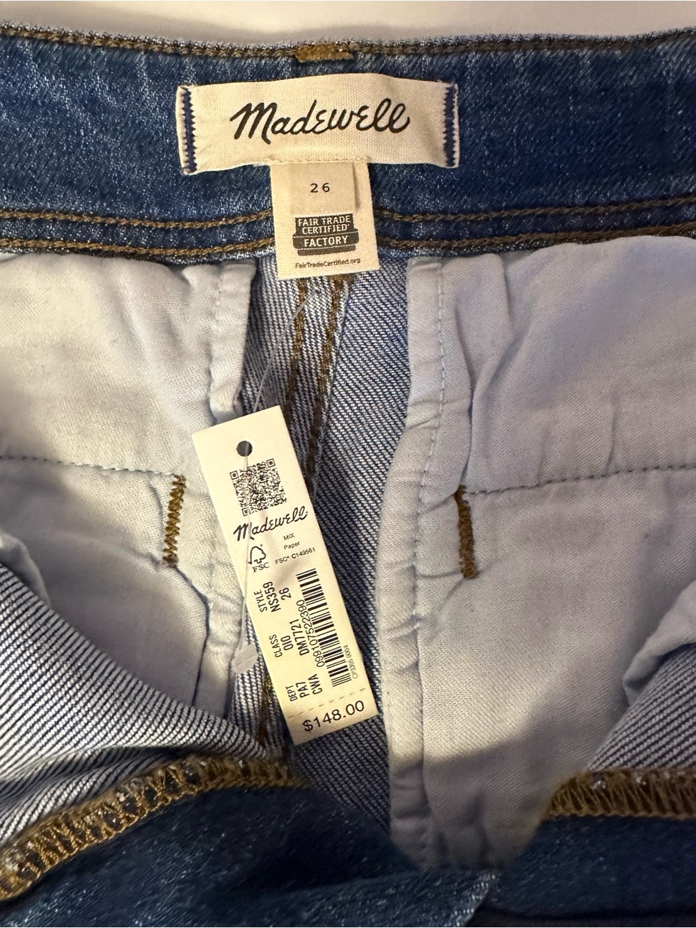 Madewell High Waist Tapered Denim 26 Vintage Wash Side Panel Jeans NWT - Picture 9 of 13